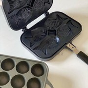 韩国进口直邮韩式家用diy烤鲫鱼饼烤盘模具小鱼饼机4格早餐机