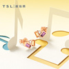 TSL谢瑞麟彩宝系列18K金钻石耳钉镶嵌紫水晶黄水晶BD046
