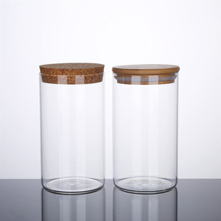 直径80透明高硼硅玻璃储物密封罐厨房茶叶收纳瓶软木塞花茶瓶