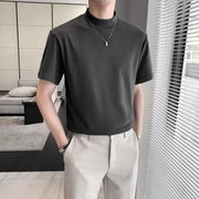香港2024德绒白色打底衫男夏季轻熟风短袖t恤西装，内搭中领半袖t桖