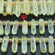 黄晶天然水晶柱散珠宝首饰品切面圆珠手链DIY材料项链女手串珠子
