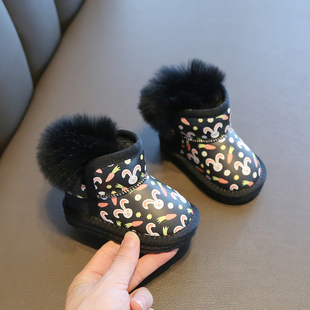 儿童雪地靴软底学步鞋子婴儿鞋加绒女童棉鞋冬季男童短靴子小童鞋