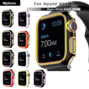 适用苹果手表iwatch保护壳applewatch6se54321代pc双色电镀，半包表套保护边框硬壳38404244mm创意潮