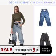 THE GOD PARTICLE时尚潮流双腰头丹宁牛仔长裤CHENSHOP设计师品牌