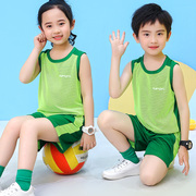 儿童运动套装夏季童装男童速干衣篮球服女童无袖背心两件套训练服