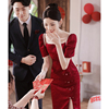 敬酒服新娘旗袍酒红色小个子订婚礼服裙新中式，婚礼高级感结婚夏季