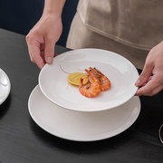 牛排叉盘子套装10英寸纯白色西餐牛排盘家用陶瓷圆形菜盘点心盘