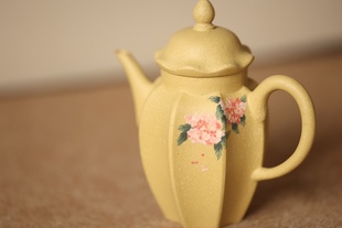 南街壶娘 绣球空兰 原创女士茶器 优雅美丽花卉泥绘紫砂壶
