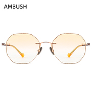 AMBUSH韩式钻石切边无框眼镜 女款镶钻近视眼镜 彩片眼镜框渐变色