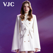 VJC/威杰思2024春夏女装法式白色西装连衣裙商务风衣式斗篷
