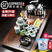 茶道家用轻奢紫砂功夫茶具套装，全自动电磁炉，一体实木茶台茶盘整套