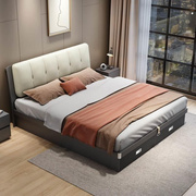 床现代简约科技布靠背高箱储物床双人1.5气压带箱体1.8主卧收纳床