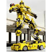 男孩积木大黄蜂可变形汽车人擎天金刚机甲机器人儿童益智拼装玩具
