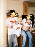 婴儿亲子装一家三口孕妇照百日宴，生日拍照全家福出生年份定制t恤