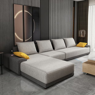 北欧布艺沙发3.33.6米棉麻，乳胶科技布大小户型，客厅简约现代组合