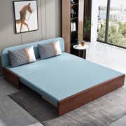 可折叠沙发床实木坐卧多功能，推拉伸缩单人双人，客厅小户型沙发两用