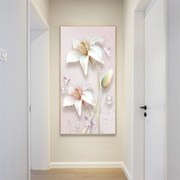 走廊竖版花卉画玄关装饰画现代轻奢简约大气晶瓷挂画入户过道