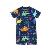 男款男童连体泳衣恐龙鲨鱼，印花拉链舒适高弹泳衣儿童小童游泳衣