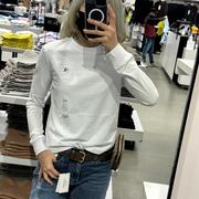 calvinkleinck女士春秋，简约刺绣小标圆领，长袖t恤衫基础百搭