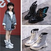 2024韩版儿童马丁靴银色女童靴子，时尚翅膀靴，男童短靴学生表演单靴