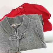中国风男女儿童宝宝，大红色针织开衫软糯新年毛衣，亲子唐装拜年服潮