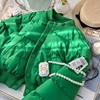 女童绿色短款棉衣棒球服夹克冬季韩版袖子贴标中大童棉服外套
