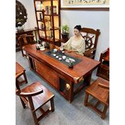 老船木茶台现代中式客厅功夫茶几实木一体套装办公室泡茶桌椅组合