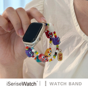 iserisewatch适用于apple watch8表带彩色小怪兽多巴胺表带可爱苹果手表7/se创意手链iwatch6夏40/41/44/45mm