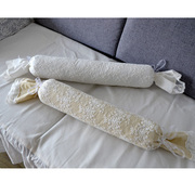 高档欧式碎花ins蕾丝圆柱形糖果枕抱枕白色棉麻床头腰枕布艺装饰