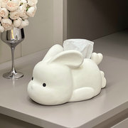 轻奢陶瓷纸巾盒客厅家用装饰品创意兔子桌面抽纸盒高颜值擦手纸盒