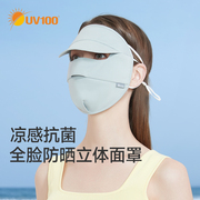 uv100防晒面罩夏女防紫外线薄全脸凉感透气冰丝，面部遮阳口罩23501