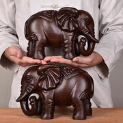 木雕大象摆件实木红木吸水象客厅玄关木象装饰开业工艺品黑