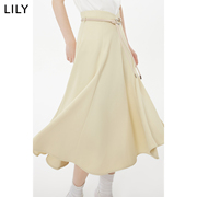 LILY2023夏女装气质时尚通勤款优雅高腰复古鱼尾裙半身裙伞裙