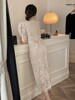 高级感重工刺绣白色蕾丝连衣裙女春季收腰显瘦法式优雅长裙子
