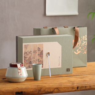 创意伴手礼陶瓷罐茶叶包装盒空礼盒绿茶明前龙井碧螺春茶叶盒定制