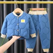 儿童棉服宝宝棉衣套装棉袄男女童，家居服保暖衣，羽绒棉内胆冬两件套