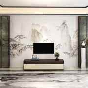 新中式墙布电视背景墙卧室客厅墙纸影视墙衣山水大气无缝装饰壁画