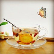 欧式下午茶简约小奢华透明玻璃，杯碟喝花茶杯咖啡杯，带勺子家用套装
