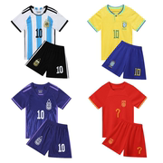 阿根廷儿童足球服套装男女，秋冬小学生长袖足球，训练服梅西球衣定制