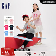 gap男女童2024春夏logo撞色纯棉圆领短袖t恤儿童装上衣890880