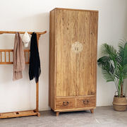 老榆木衣柜家用卧室民宿，挂衣橱实木新中式储物收纳柜，禅意地柜简约