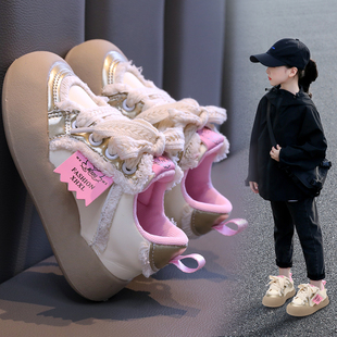 女童鞋子时尚板鞋2024春秋季韩版儿童软底休闲鞋小女孩面包鞋