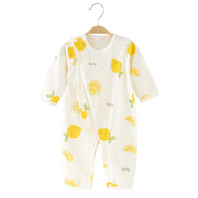 婴儿衣服夏季薄款纯棉，空调服满月宝宝长袖，爬服哈衣新生儿睡衣夏装