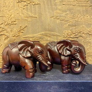 黑檀木雕刻招财大象摆件一对工艺品乔迁开业办公室桌家居装饰