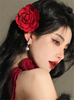 zoozmomo惊艳红玫瑰花朵发夹女裴珠泫同款明星头饰拍照发饰侧边夹