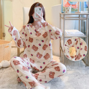 月子服春秋季V领产后孕妇哺乳睡衣夏款8月份怀孕期喂奶7套装家居