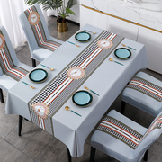 桌布套装椅套罩套装家用长方形餐桌台布靠背一体椅垫椅套欧式酒店