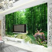 北欧大型壁画3D田园电视背景墙纸客厅立体山水画竹林墙布壁纸竹子