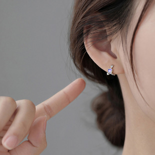 s925纯银紫水晶一箭穿心耳环，耳饰女款设计感高级小众轻奢气质韩版