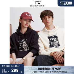 teenieweenie小熊男装，美式连帽卫衣，春装复古情侣套头衫